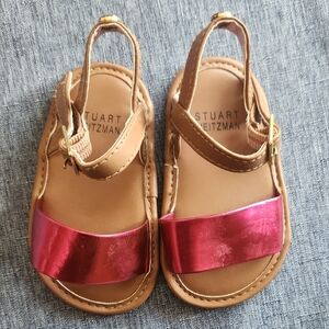 Stuart‎ Weitzman Baby Infant Nudist Raspberry Gold Sandals Size 3